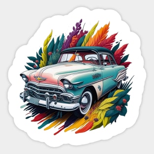 Exotic coloured Chevrolet car 50s Sticker